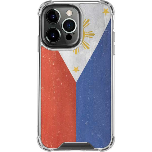 Philippines Flag Distressed iPhone 14 Pro Clear Case